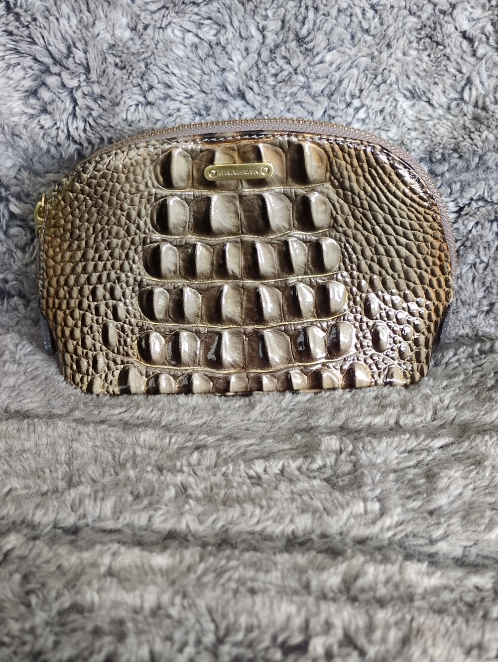 Brahmin Tina Pecan Melbourne Croc-Embossed Cosmetic Case